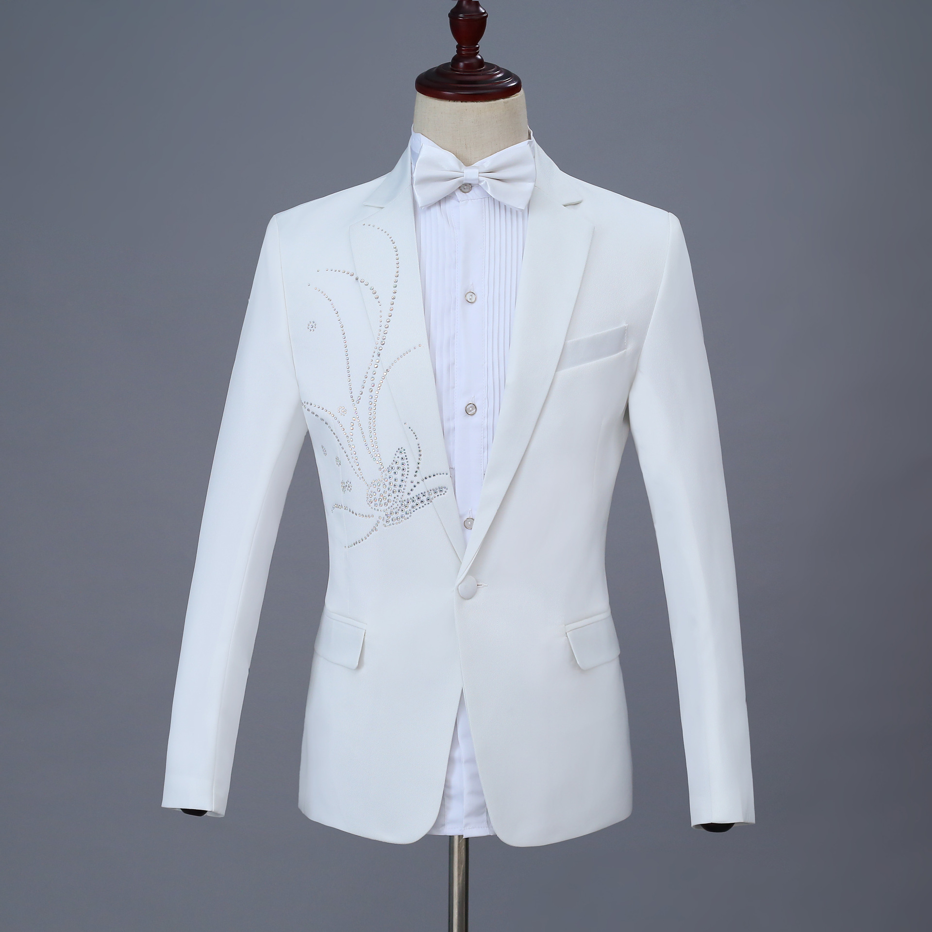 화이트 실버 다이아몬드(싱글 재킷+나비넥타이)