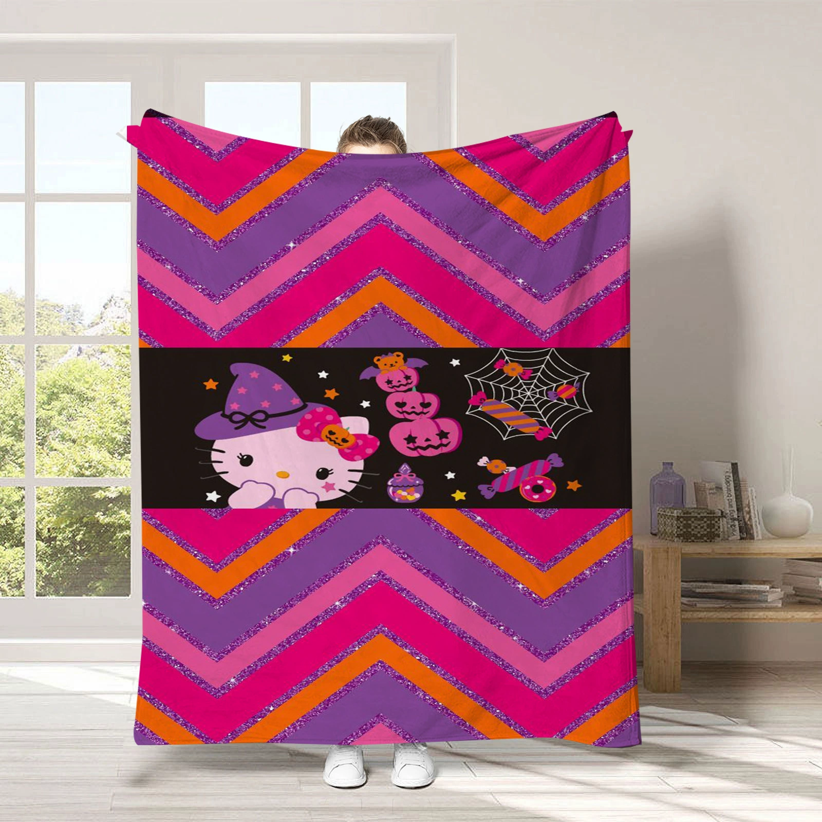 Hello kitty, детское одеяло для сна, диван для сна, хэллоуин, увеличенная толщина, (跨境贸易)