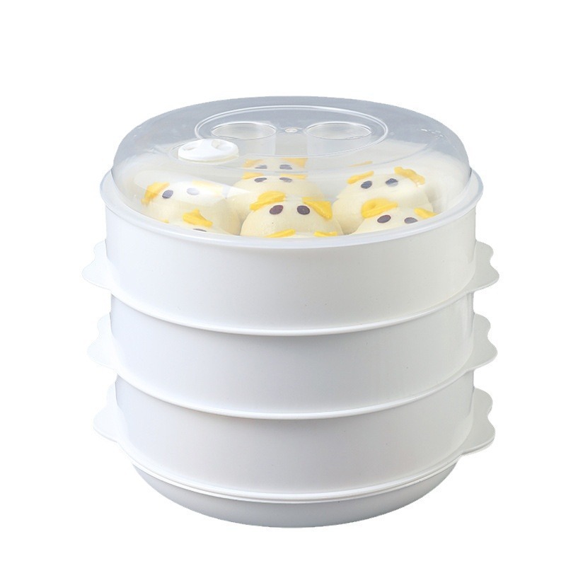 微波炉加热蒸笼器皿多层塑料小笼包子馒头多功能双层专用蒸盒|undefined