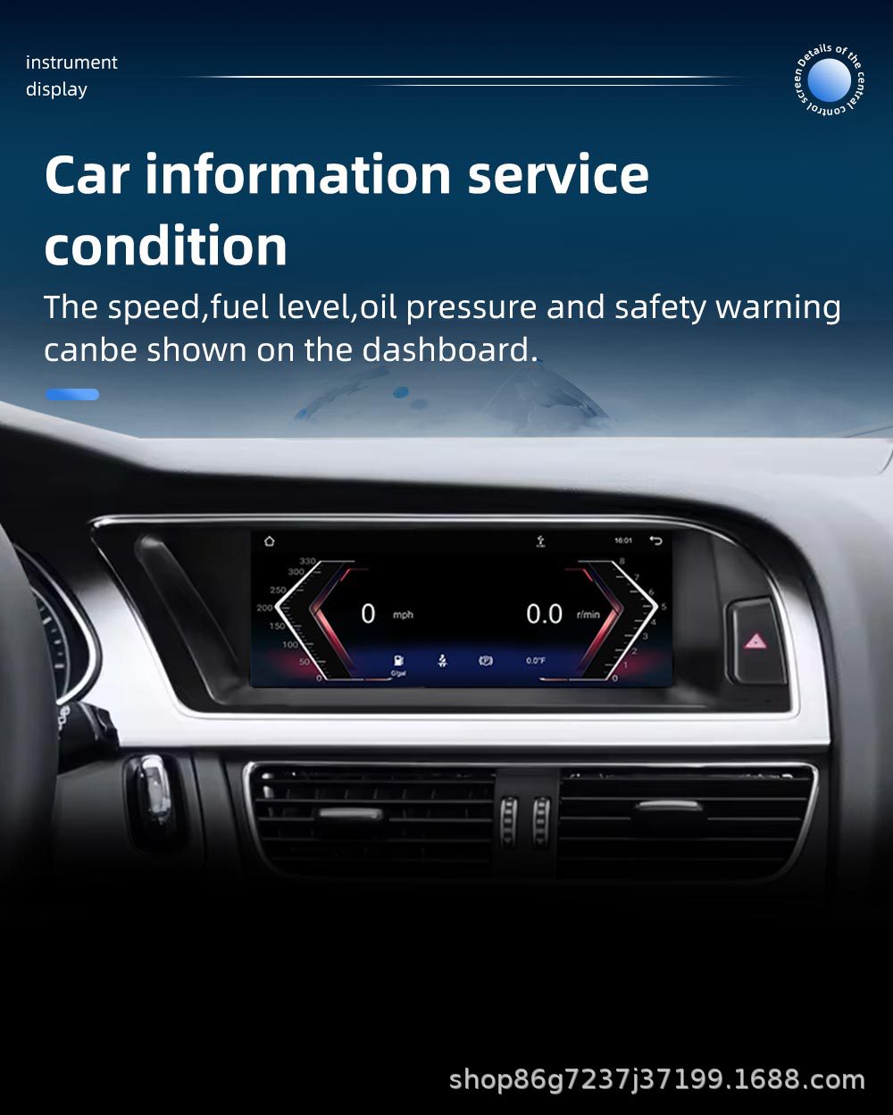 8.8inch Suitable for Audi A5 S5 Car Navigation Bluetooth Reversing Image Navigation All-In-One Central Control Display Screen