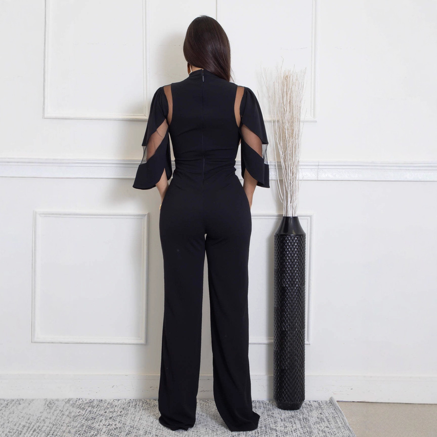 Chic Women's One Shoulder Ruffle Jumpsuit High Waist Loose Fit Fashionable Romper_ecoleips.com
