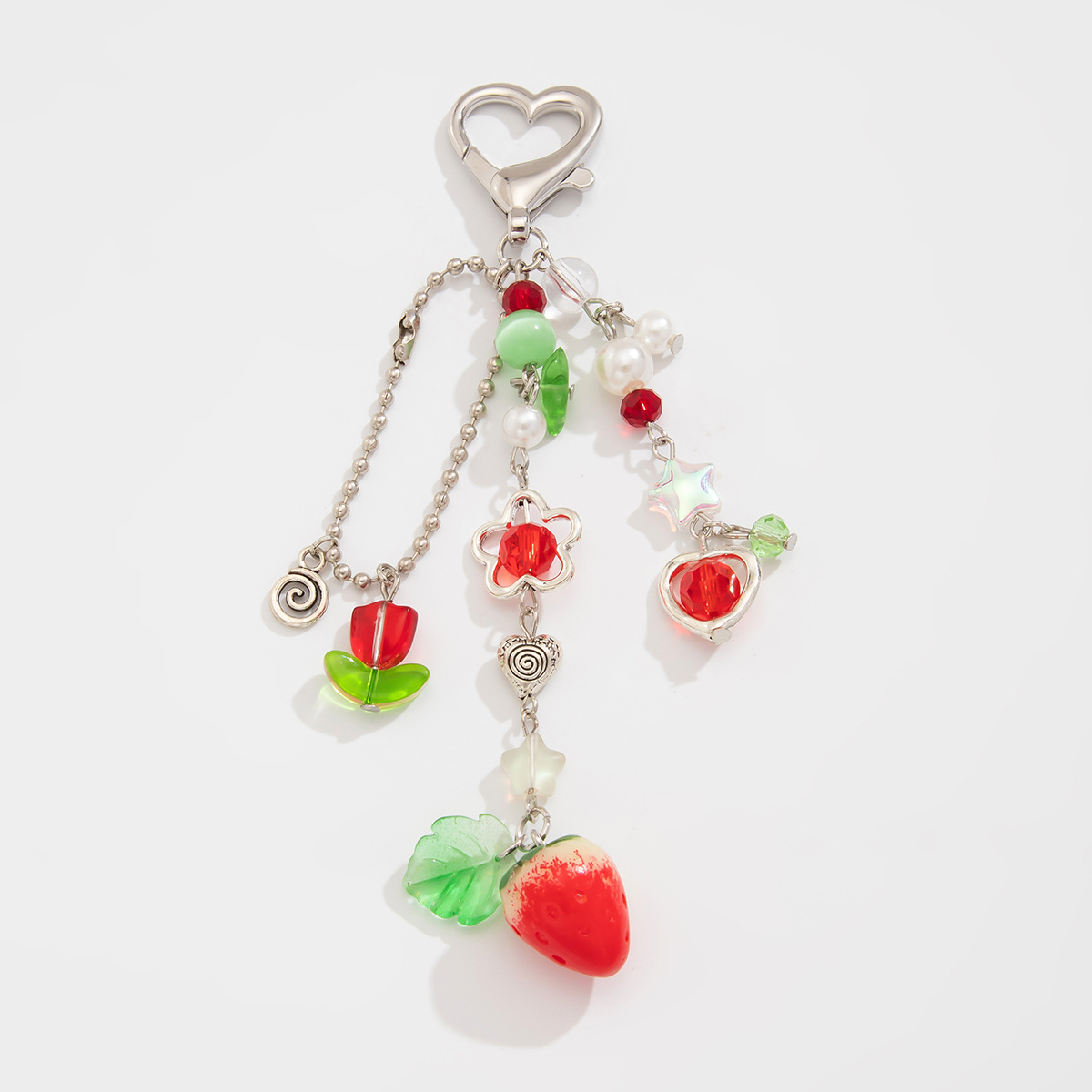 12g Weight Bag Pendant, Keychain Classification 1 Piece Quantity Daily Occasion Alloy Material Fruit, Strawberry Pattern Women's Gender Cute, Pastoral Style Cute Pastoral Fruit Strawberry Arylic Alloy Women's Bag Pendant Keychain 8