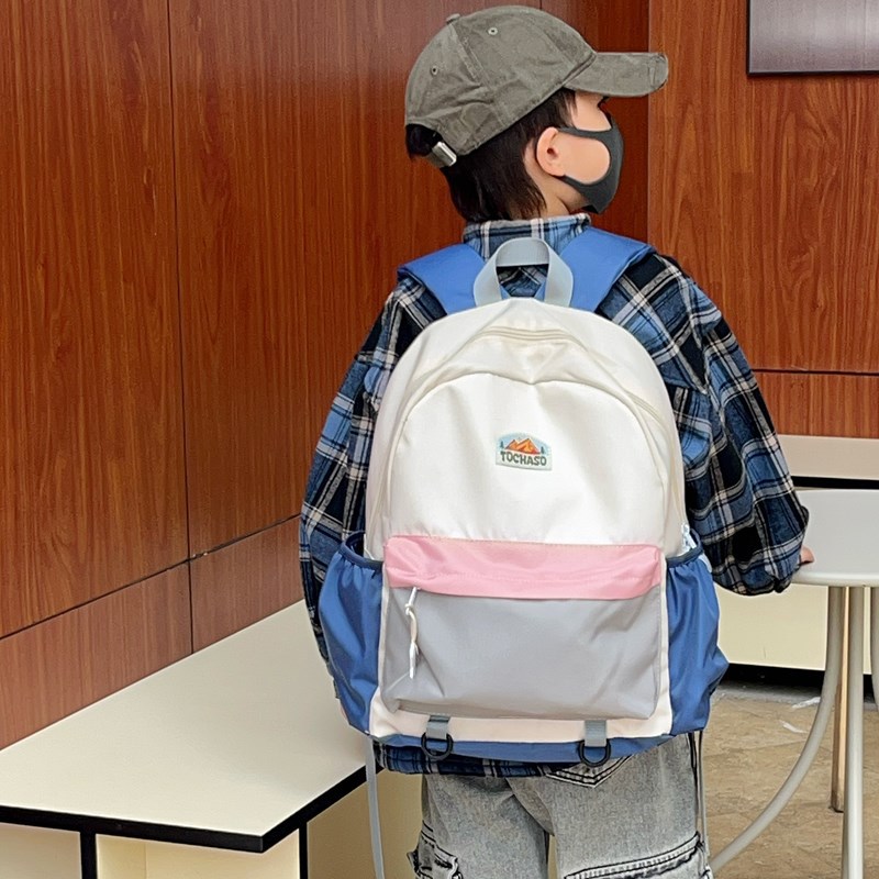 Mochila escolar de jardín de infantes para estudiantes de escuela primaria Mochila de color de contraste de moda coreana nueva mochila para niños de gran capacidad marea