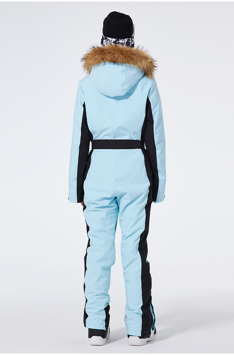 Combinaison de ski femme coupe slim – Combinaison de snowboard une pièce imperméable et coupe-vent | Vêtements de ski d'hiver à isolation thermique et poignets réglables_voghion.com