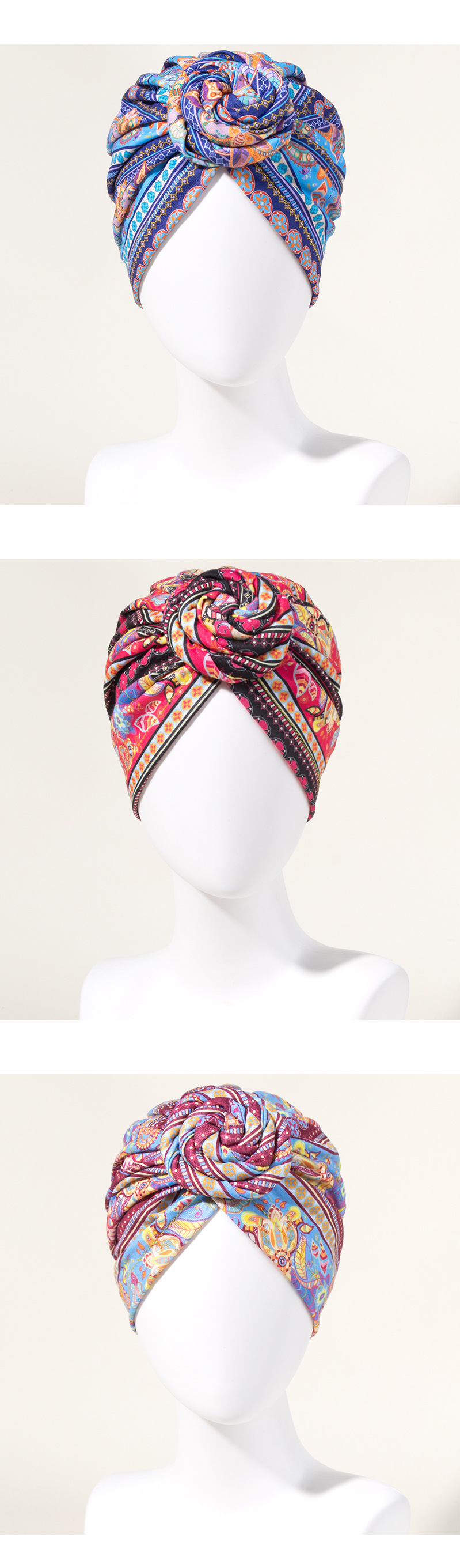 Women's Elegant Basic Ethnic Style Color Block Stripe Eaveless Beanie Hat display picture 3