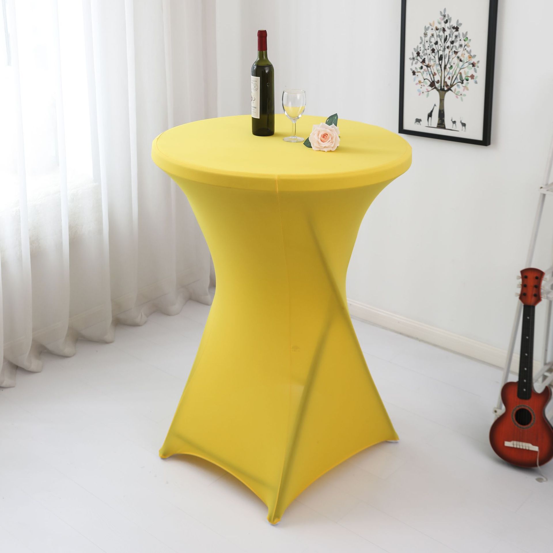 Amazon sólido barra mesa de comedor cubierta de mesa de banquete cóctel cubierta de mesa redonda tela de mesa elástica tabla de pies altos