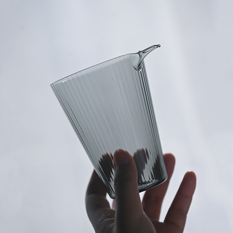 日式高硼硅玻璃錘紋條紋公道杯玻璃茶具分茶器耐高溫茶海勻杯公杯