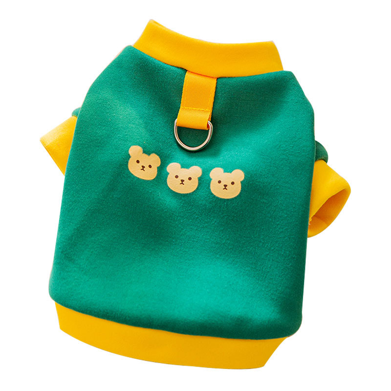 Suéter de tracción simple ropa de perro de dibujos animados perro pequeño oso de peluche ropa de dos patas ropa de gato suministros para mascotas