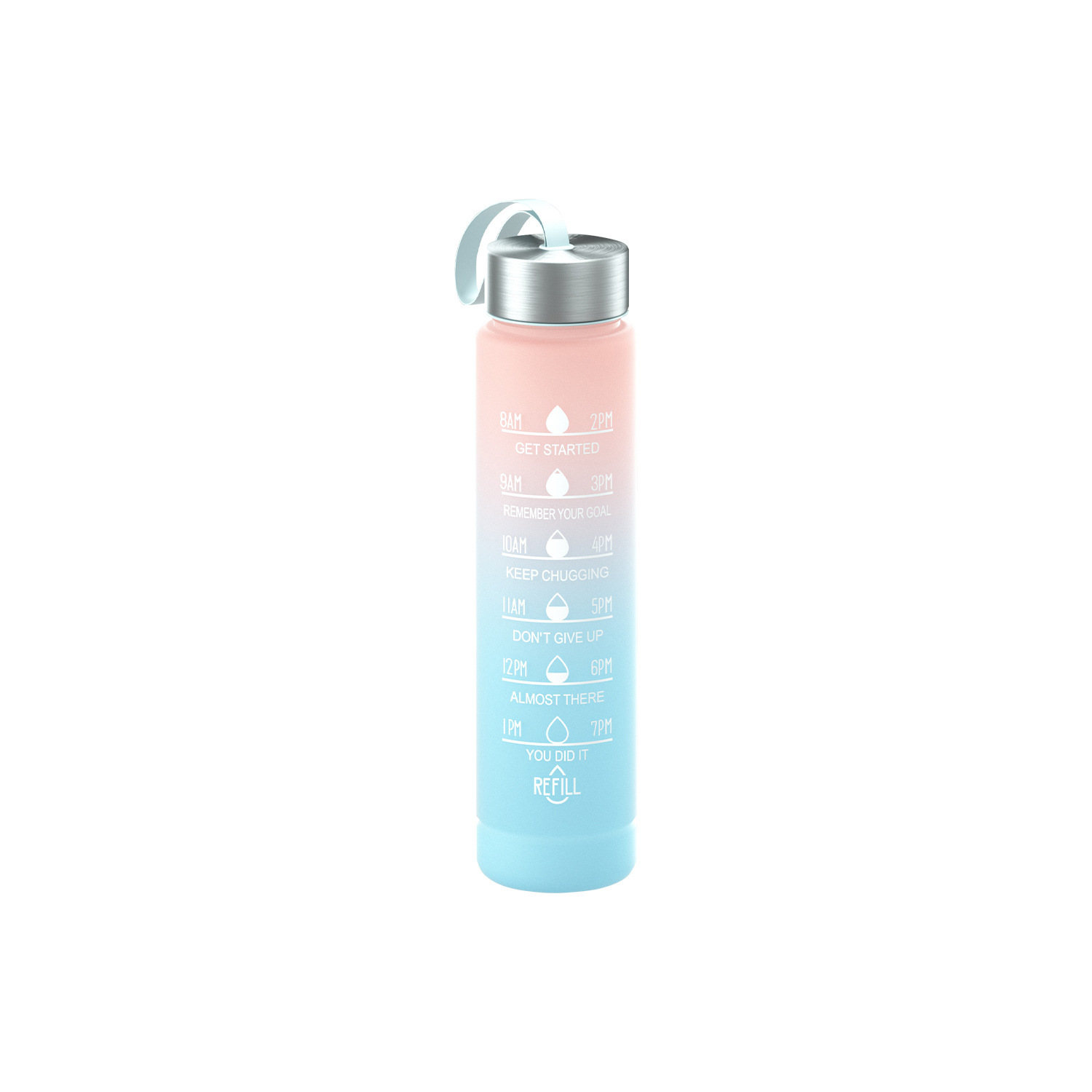 Taza de agua de tres piezas taza de paja de gran capacidad taza de agua de color degradado espacio deportivo olla taza de agua de plástico esmerilado con escala