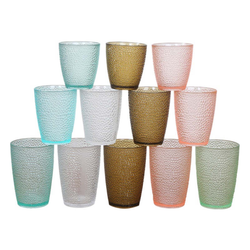 Taza de acrílico transparente PC cerveza de vidrio de plástico color restaurante jugo bebida taza de beber hogar Creativo resistente a la caída