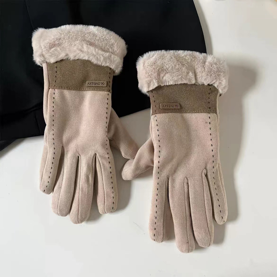 Otoño y invierno guantes cálidos para mujeres de terciopelo más grueso pantalla táctil para montar al aire libre guantes de moda a prueba de viento