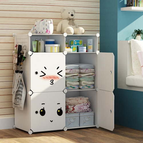 Wholesale small wardrobe bedroom home simple assembly plastic rental room children baby clothing storage cabinet