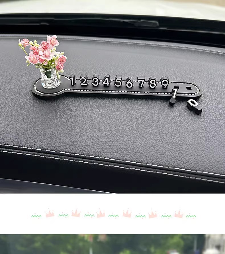 New vase car temporary parking plate mobile car phone number plate car creative high-grade car interior ornaments
