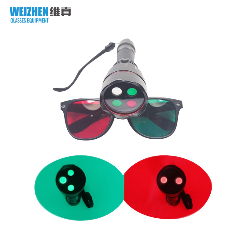 Lámpara de cuatro orificios con gafas rojas y verdes herramienta de optometría lámpara de cuatro puntos fuente de alimentación dual función visual integrada inspección