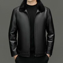 海宁棉羊皮皮真皮皮衣男白鹅绒水貂毛领羽绒服外套可脱卸内胆男装