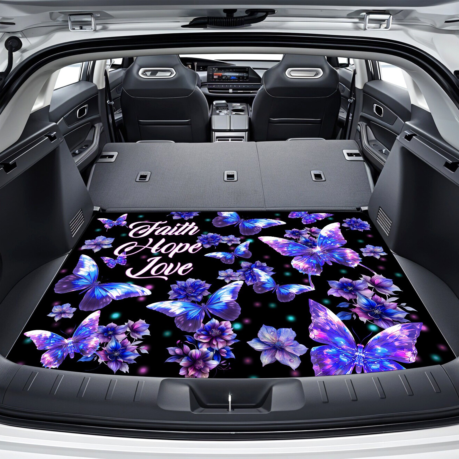 Colorful Floral Car Trunk Mat, Stain-Resistant and Wear-Resistant, All-Season Universal Floor Mat, Water-Absorbent Storage Mat, Cross-Border Temu