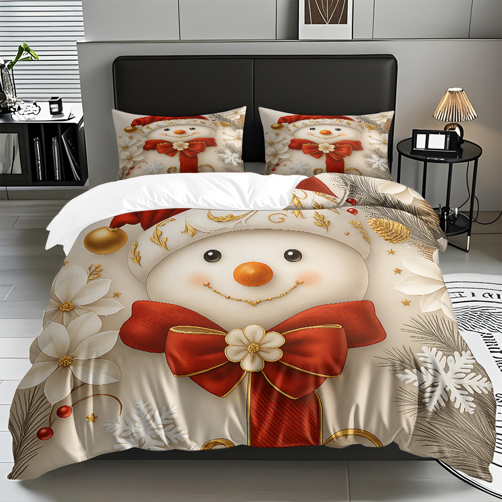 Impresión digital 3D Kit de colcha de navidad muñeco de nieve alce piel fábrica de textiles caseros directa TEMU / JIT