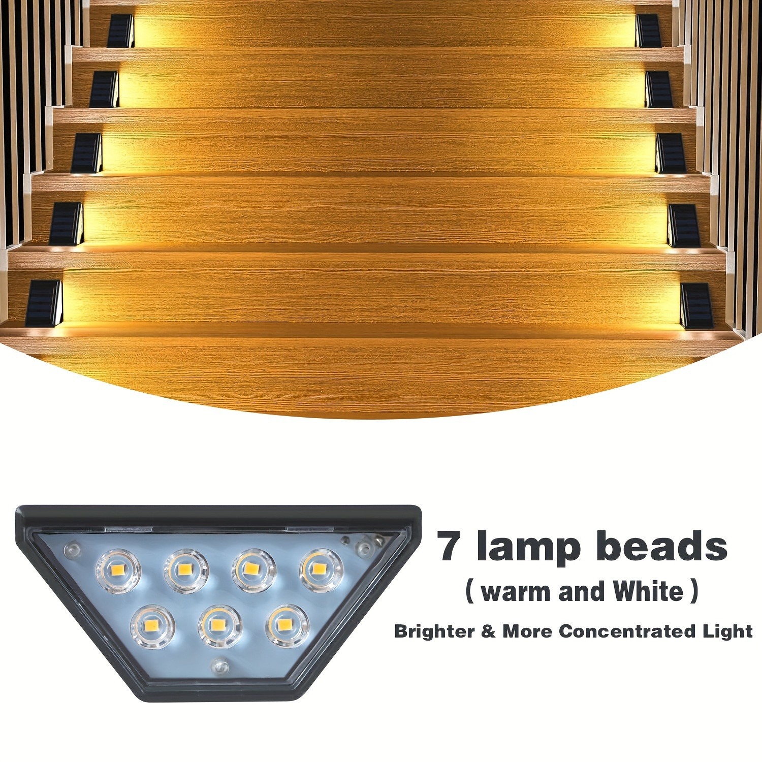 국경 간 야외 방수 삼각형 계단 조명 하이라이트 정원 트레일 조명 도난 방지 태양 계단 조명