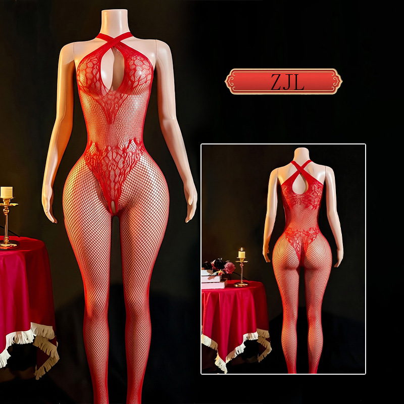Body de Red con Halter ZJL de Nailon para Citas de Pareja