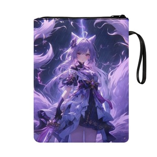 Genshin Impact Krening Series Zipper Book Cover for Women, Washable Polyester Student Book Protective Cover, Portable Cross-Border Supply