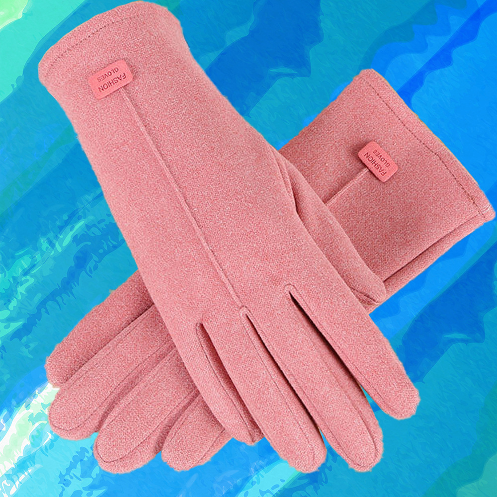 Guantes calientes hombres y mujeres invierno conejo terciopelo forro polar engrosado al aire libre equitación a prueba de frío tres líneas guantes de pantalla táctil