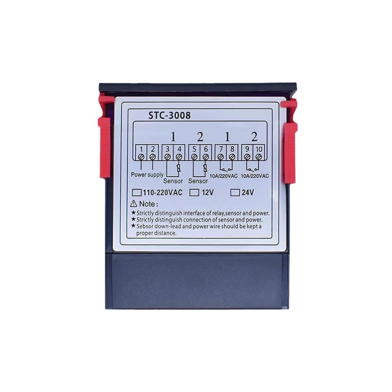 STC-3008 pantalla digital de la computadora inteligente de doble control termostato electrónico de doble pantalla de doble temperatura interruptor termostato ajustable