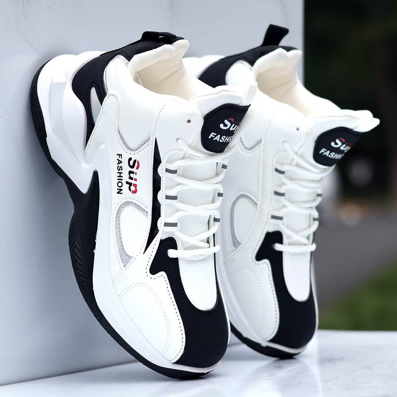 Basketball Shoes Men's Soft Leather High-Top Sports Shoes Waterproof Non-Slip Running Shoes Student Sneakers Dropshipping