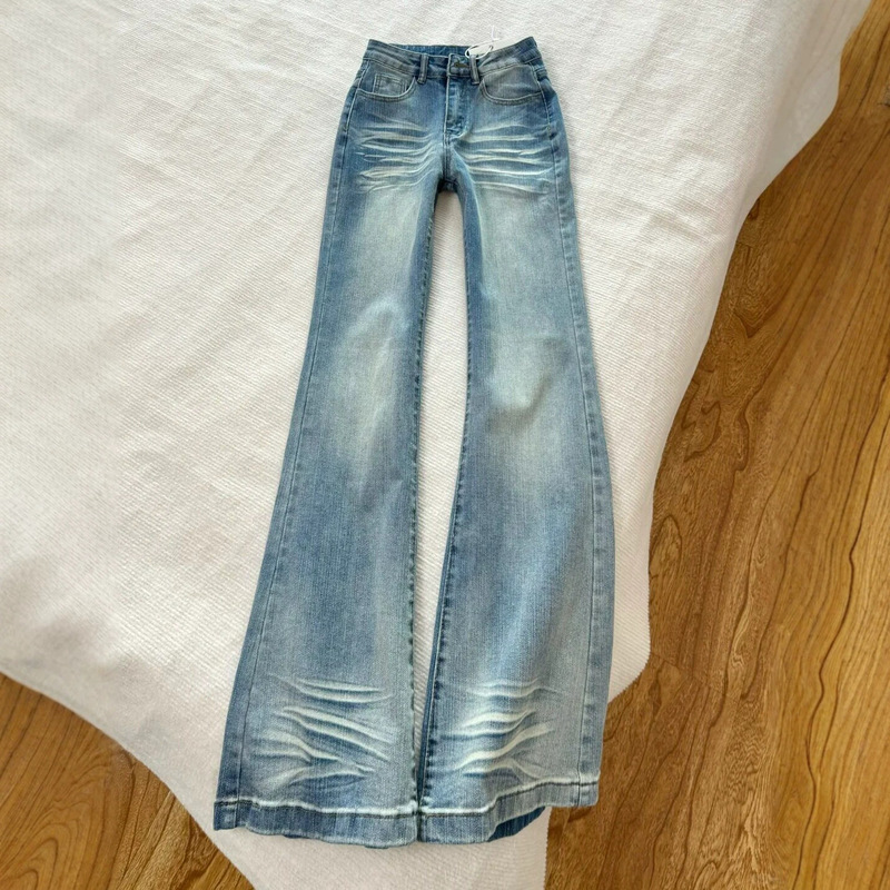 Light Blue Flared Jeans, Low-Waisted, Slimming, Flared Pants for Women, Loose Fit, Not Tight on the Legs, Flared Pants for Women