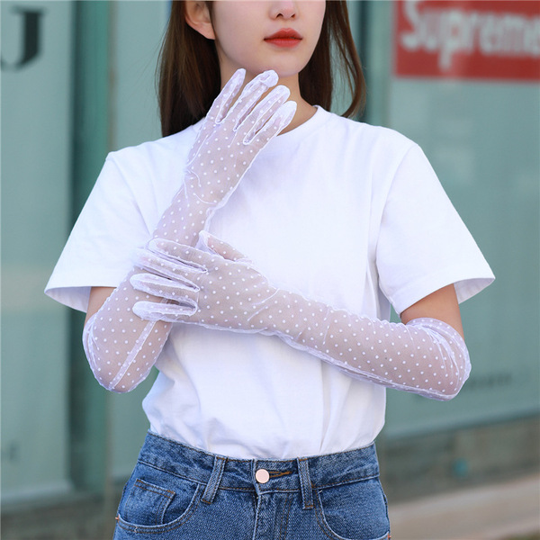 Sexy black short lace breathable gloves