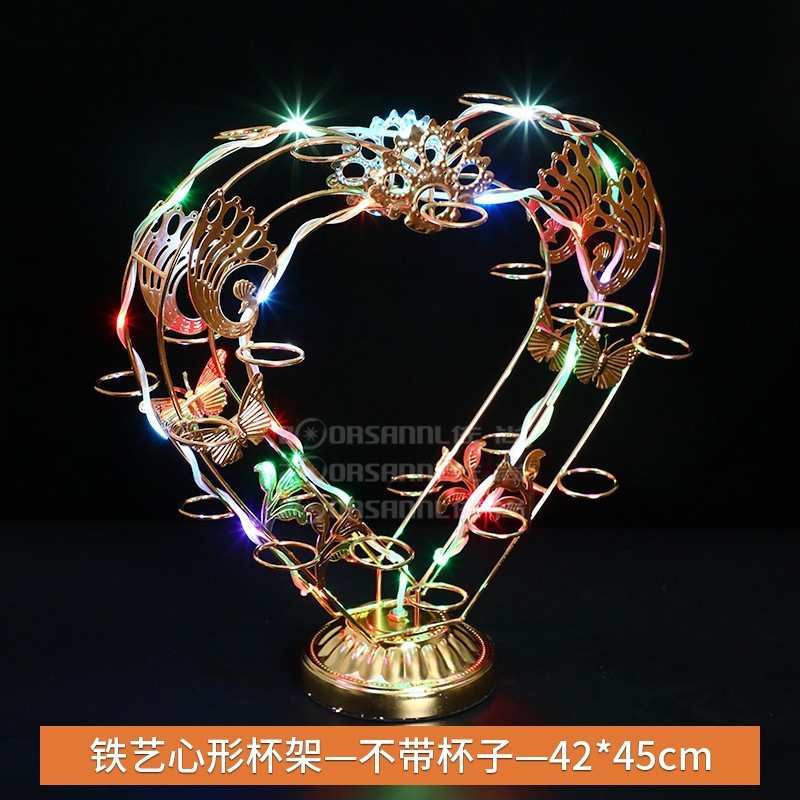 Portavasos en forma de corazón de hierro forjado 24 agujeros sin taza