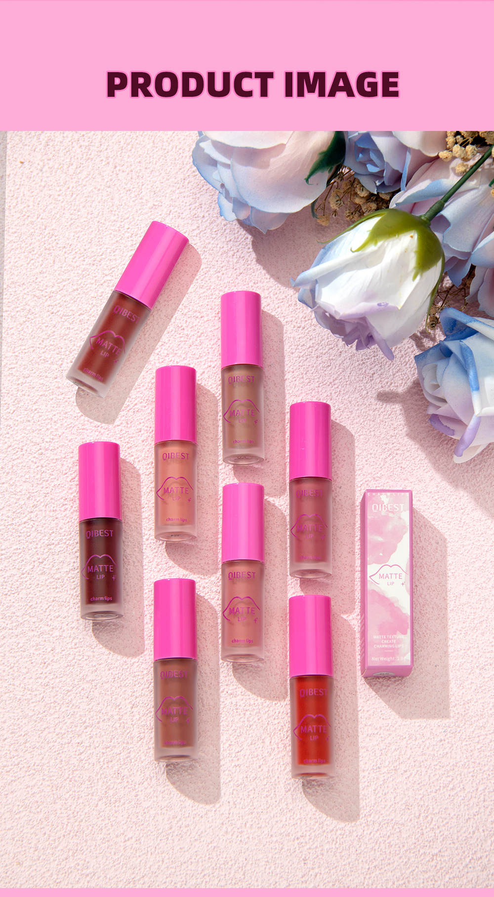 QIBEST Cross-border Smooth matte Lip Gloss, non-stick, non-fading, waterproof, moisturizing and long-lasting matte lip gloss undefined