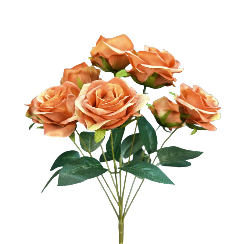 Simulación de 9 grandes ramos de rosas boda decoración del hogar decoración flor de seda transfronteriza hecha a mano adornos de flores falsas al por mayor