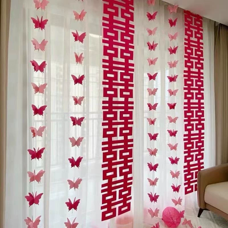 Свадебная комната украшение костюм бабочка цветок Длинные свадебные наклейки занавеска для гостиной Узел Свадебная помолвка бумажная бабочка