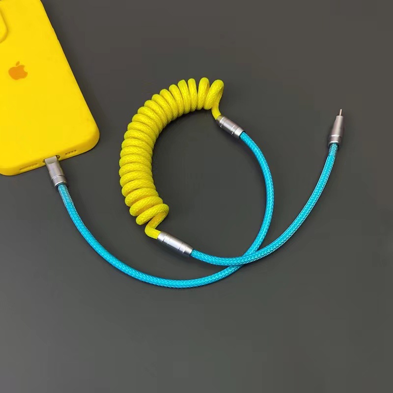 Cable DE DATOS telescópico espiral de primavera a juego de color personalizado para Apple iPad Android Huawei Xiaomi Tipo-C