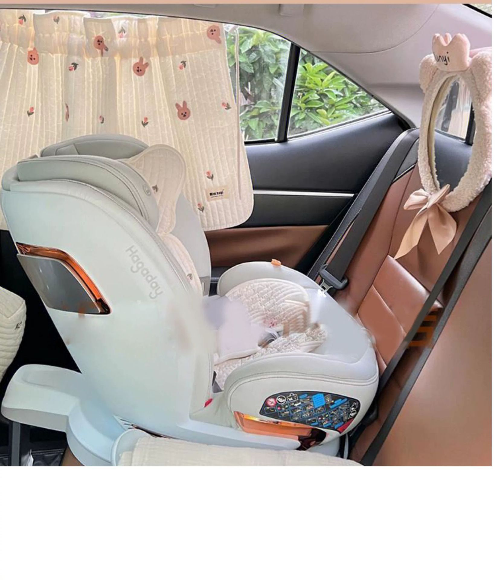 ins car safety seat rearview mirror bear crown baby carrier reflector children's cognitive mirror