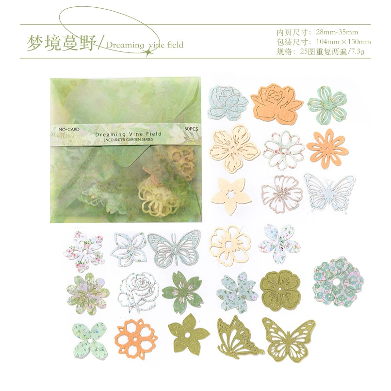 Холловерматериал Mo Mo Flower Hollow Material Package Garden серия счеты бумаги DIY декоративная коллаж нижние 6 моделей
