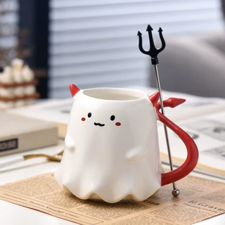 创意精灵供货万圣节圣诞礼品卡通恶魔小尾巴陶瓷杯新奇古怪马克杯