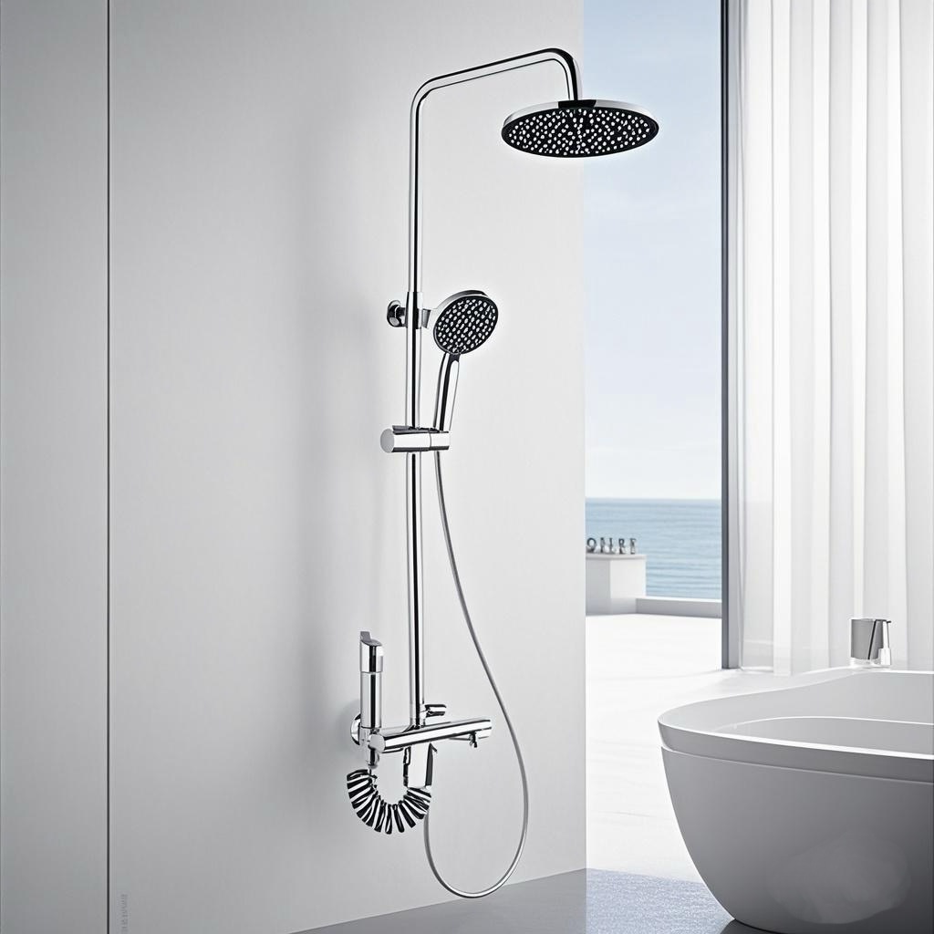 Uno por uno, ducha de ducha de piano de cuatro velocidades de galvanoplastia transfronteriza, juego de ducha de baño multifuncional de tres velocidades simple de dos velocidades