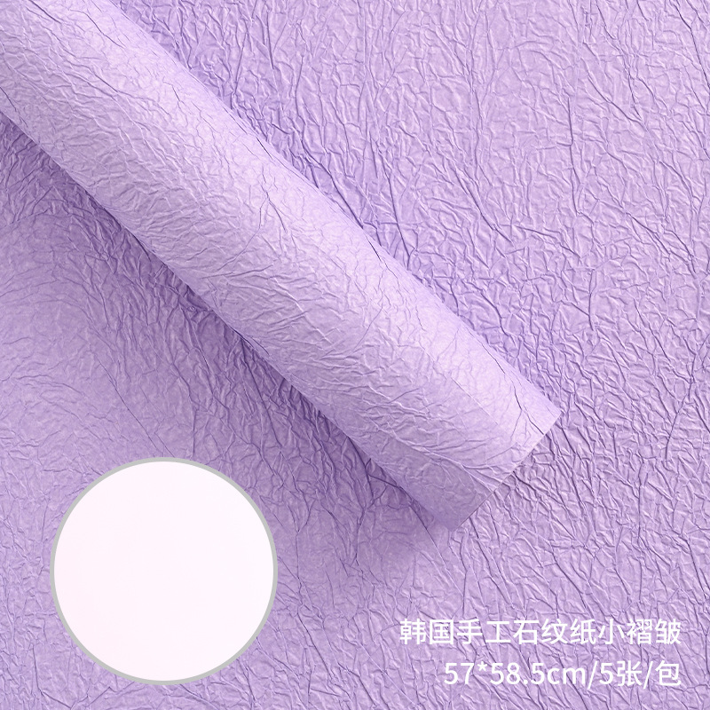 Papel para envolver ramos de flores, materiales para envolver regalos, papel hecho a mano con estampado de piedra estilo coreano con tinta de efecto flotante, papel crepé texturizado.