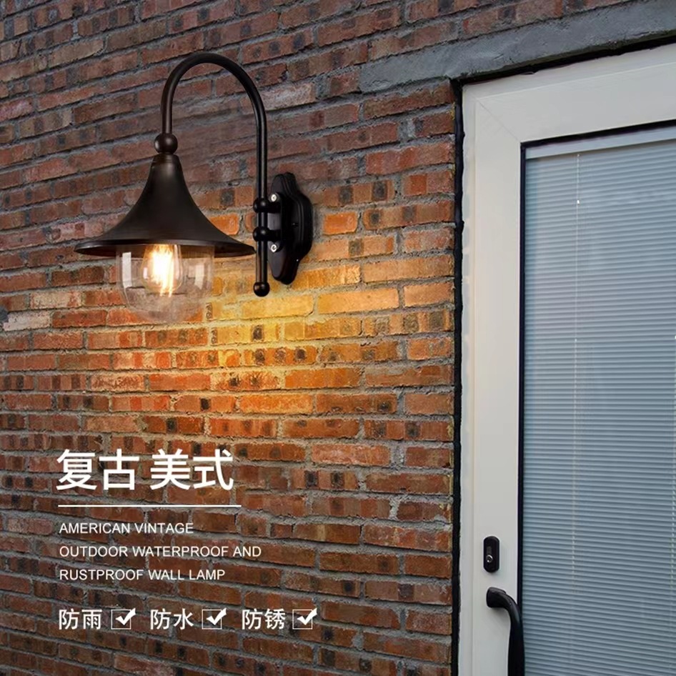 Outdoor Wall Lamp Waterproof Courtyard Lamps European Style Outdoor Wall Lamp American Country Horn Aisle Balcony Creative Wall Lamp