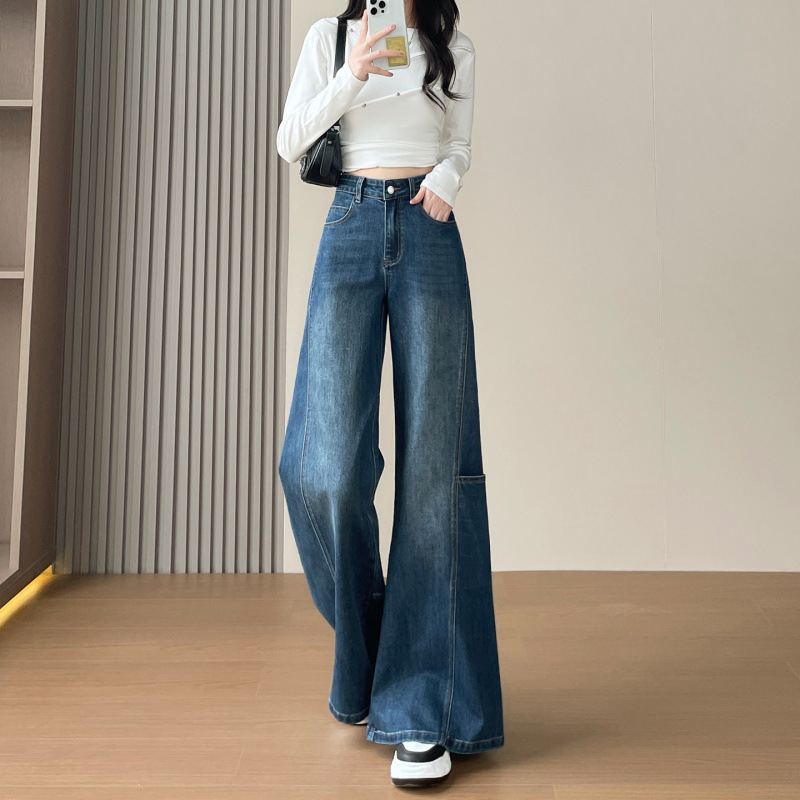 Vintage herramientas jeans de boquilla grande para mujeres 2026 otoño nuevo delgado suelto cubrir la carne gorda MM pies largos pantalones de piernas largas image 3