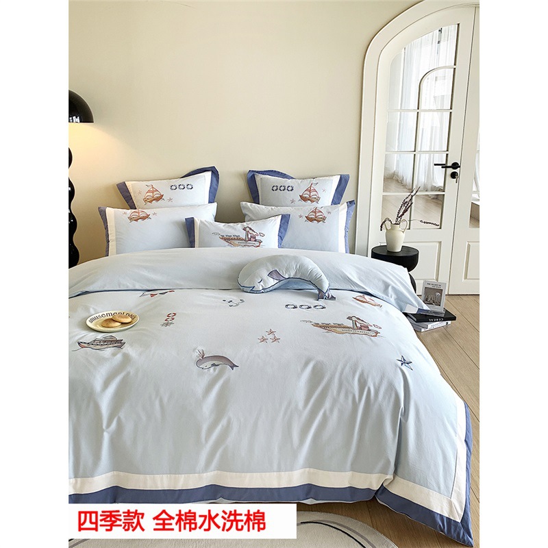 항해 면 100% 소프트 워싱 면에는 작은 베개가 함께 제공됩니다.