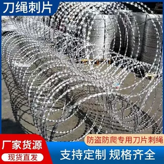 刀片刺绳防护网不锈钢刺丝滚笼刺网带刺铁丝防盗防爬刺围墙防爬网