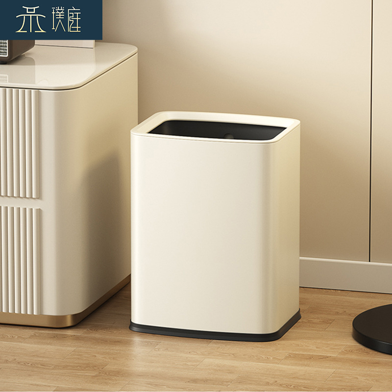 Trash Can for Living Room, Home Kitchen, Bedroom, Bathroom, High-End Lidless Large-Capacity Light Luxury Sandwich Bucket Cross-Border Wholesale