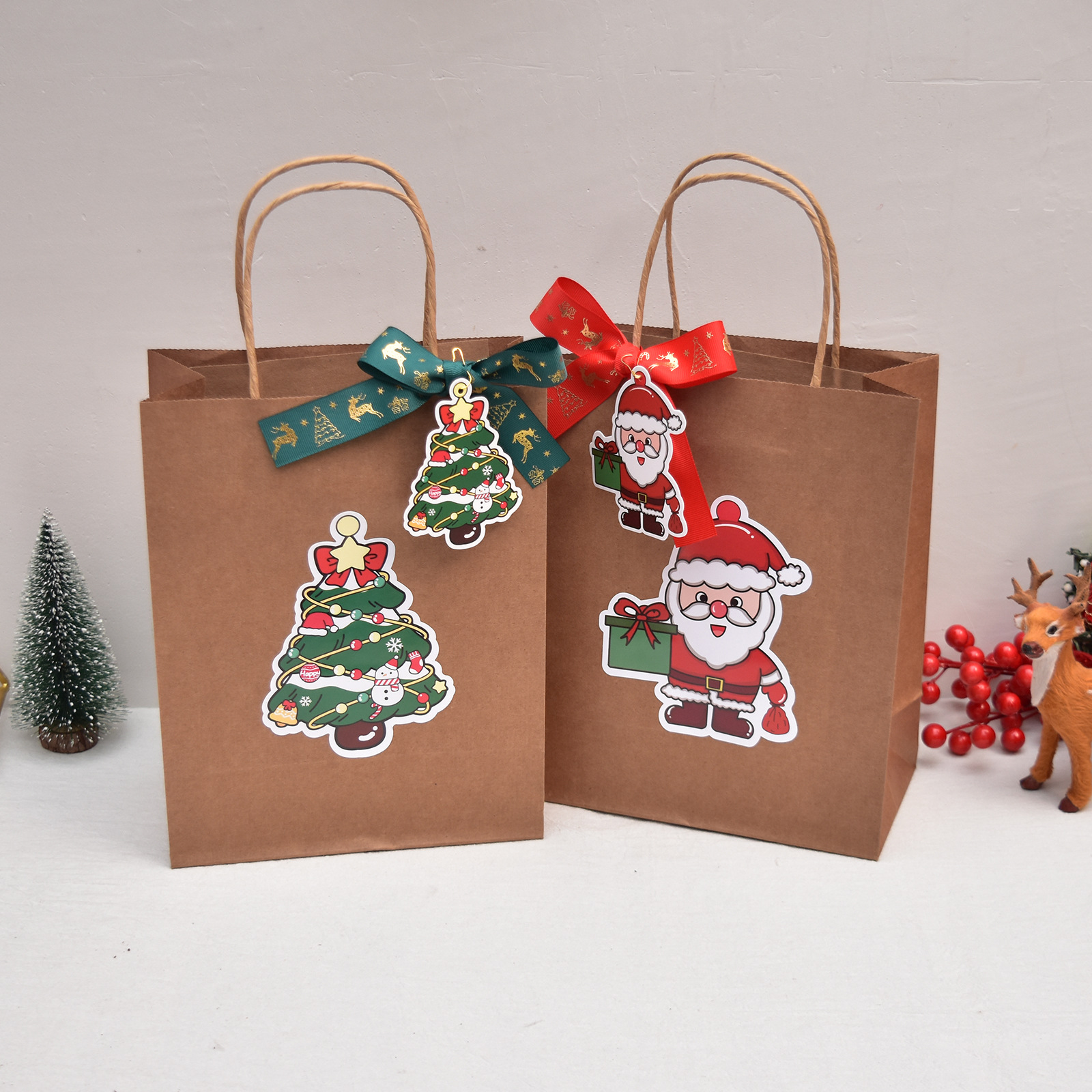 厂家圣诞节礼品手提袋平安夜糖果礼物纸袋苹果牛皮纸包装袋子批发