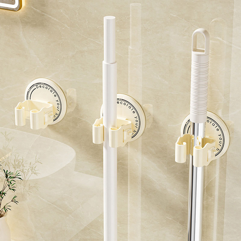 Nuevo clip de fregona simple ponche libre montado en la pared de almacenamiento de rack fregona fija artefacto baño fregona clip