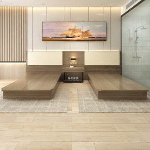 賓館床酒店家具標間全套床民宿公寓快捷酒店電視櫃床架