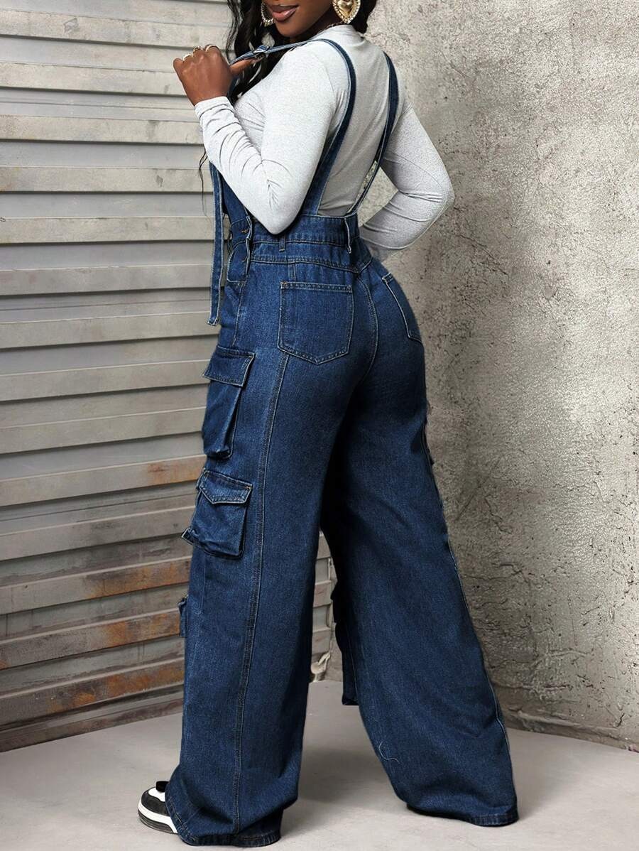 Women's Clothing Versatile Wide Leg Denim Jumpsuit Women's Work Pants Style Overalls For Formal & Casual For Women_ecoleips.com