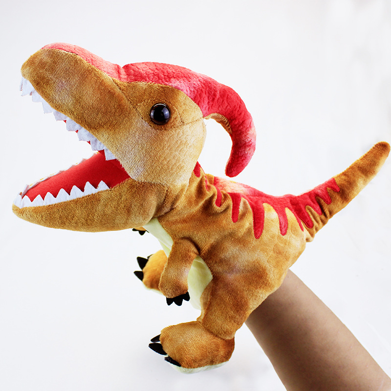 Dragón año dinosaurio en stock juguete de peluche Canglong animal educativo muñeca de títeres kindergarten historia contando apoyos muñeca