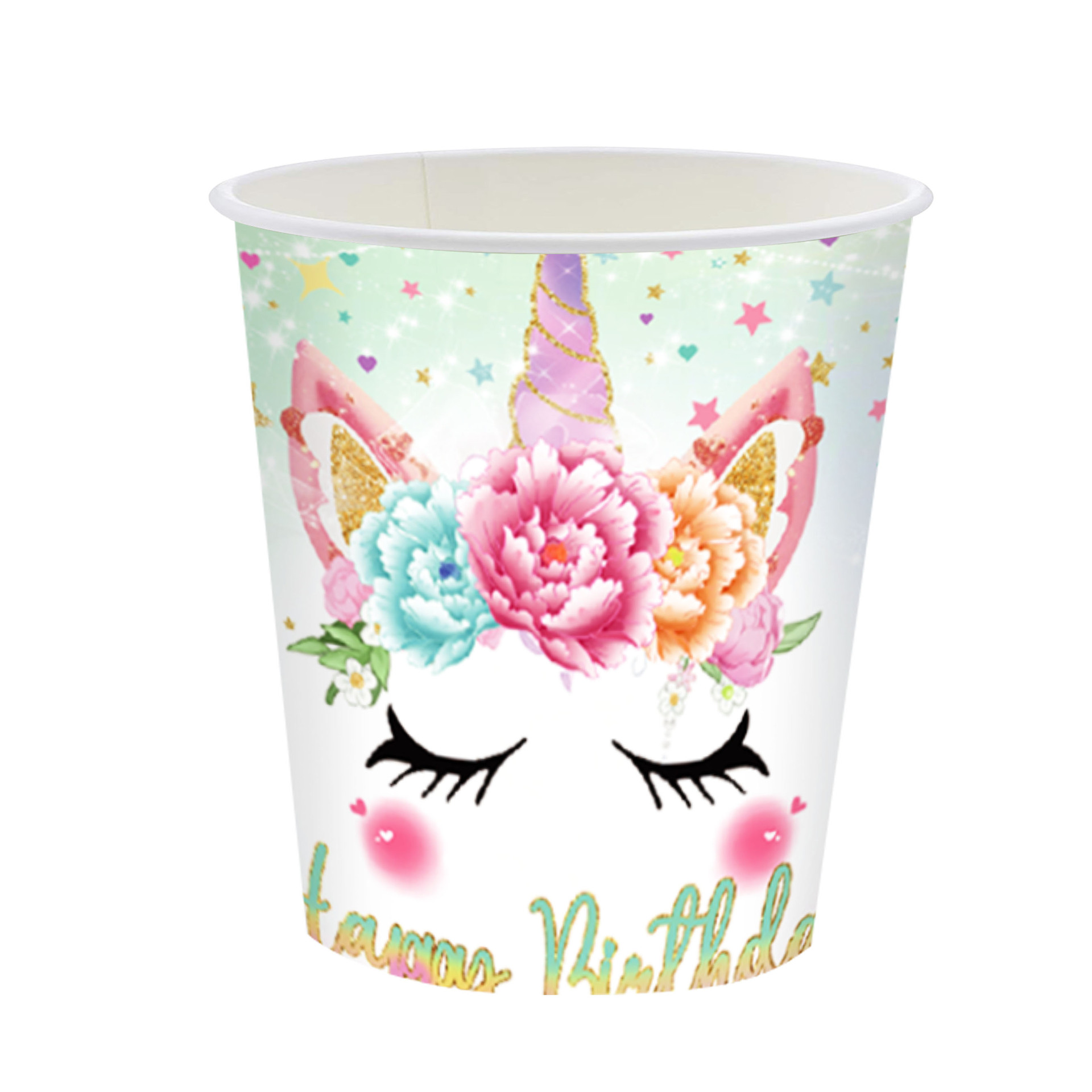 Bandeja de papel transfronteriza atmósfera de unicornio decoración del lugar tema de la princesa suministros de fiesta platos de papel juegos de vajilla desechables
